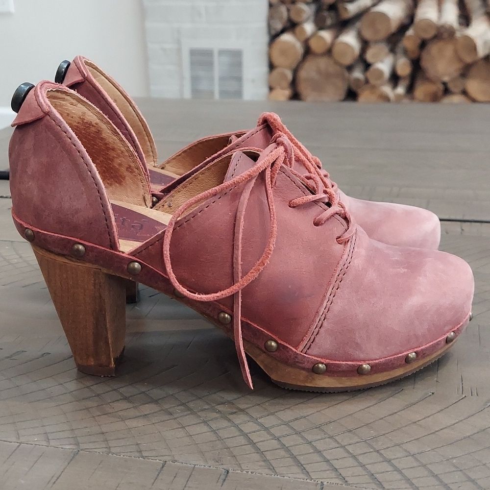Sanita Theodora Clogs wooden heels red Sz 36/5.5-6